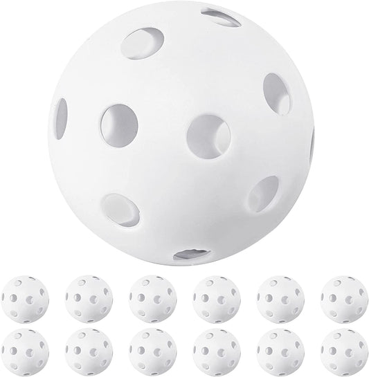 Plastic 12 Pack Pickleballs for Hitting Indoor And Outdoor Hitting