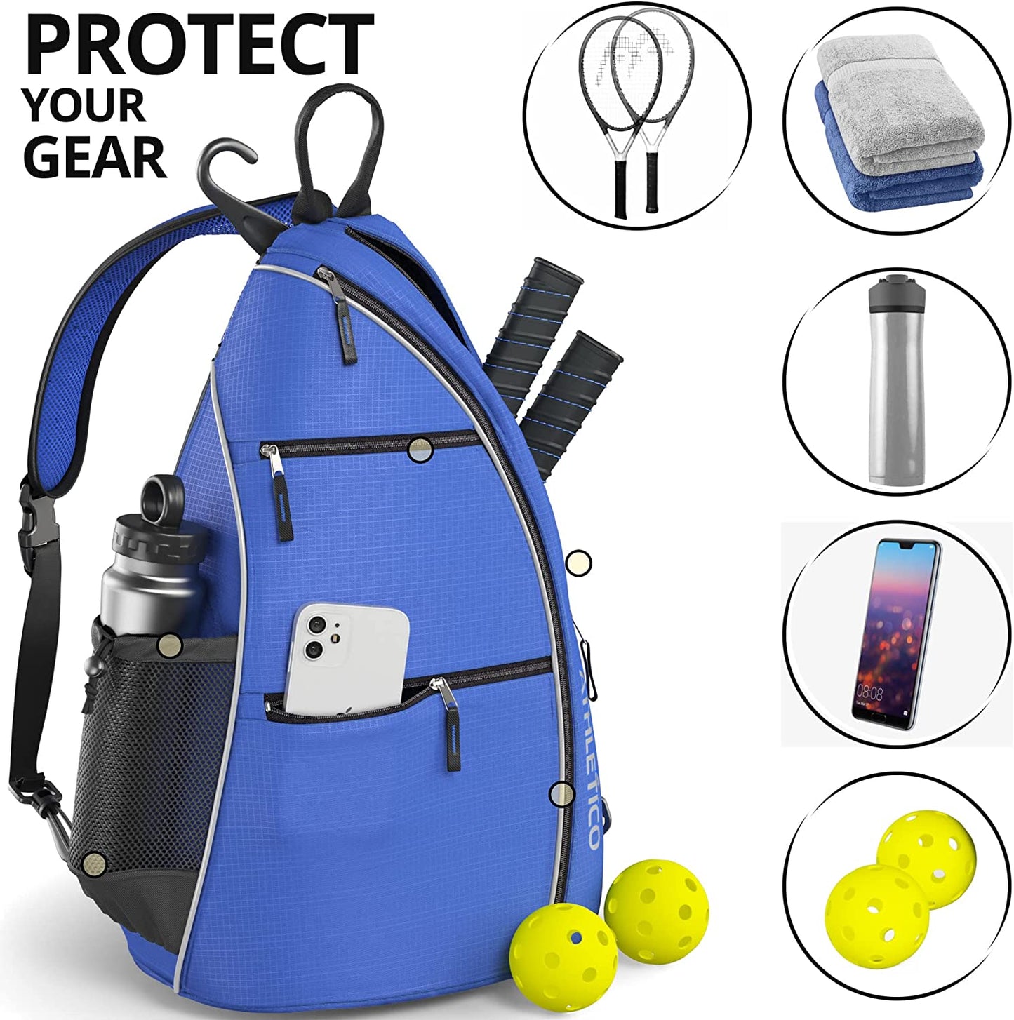 Sling Bag - Crossbody Backpack for Pickleball, Tennis, Racketball, and Travel for Men and Women