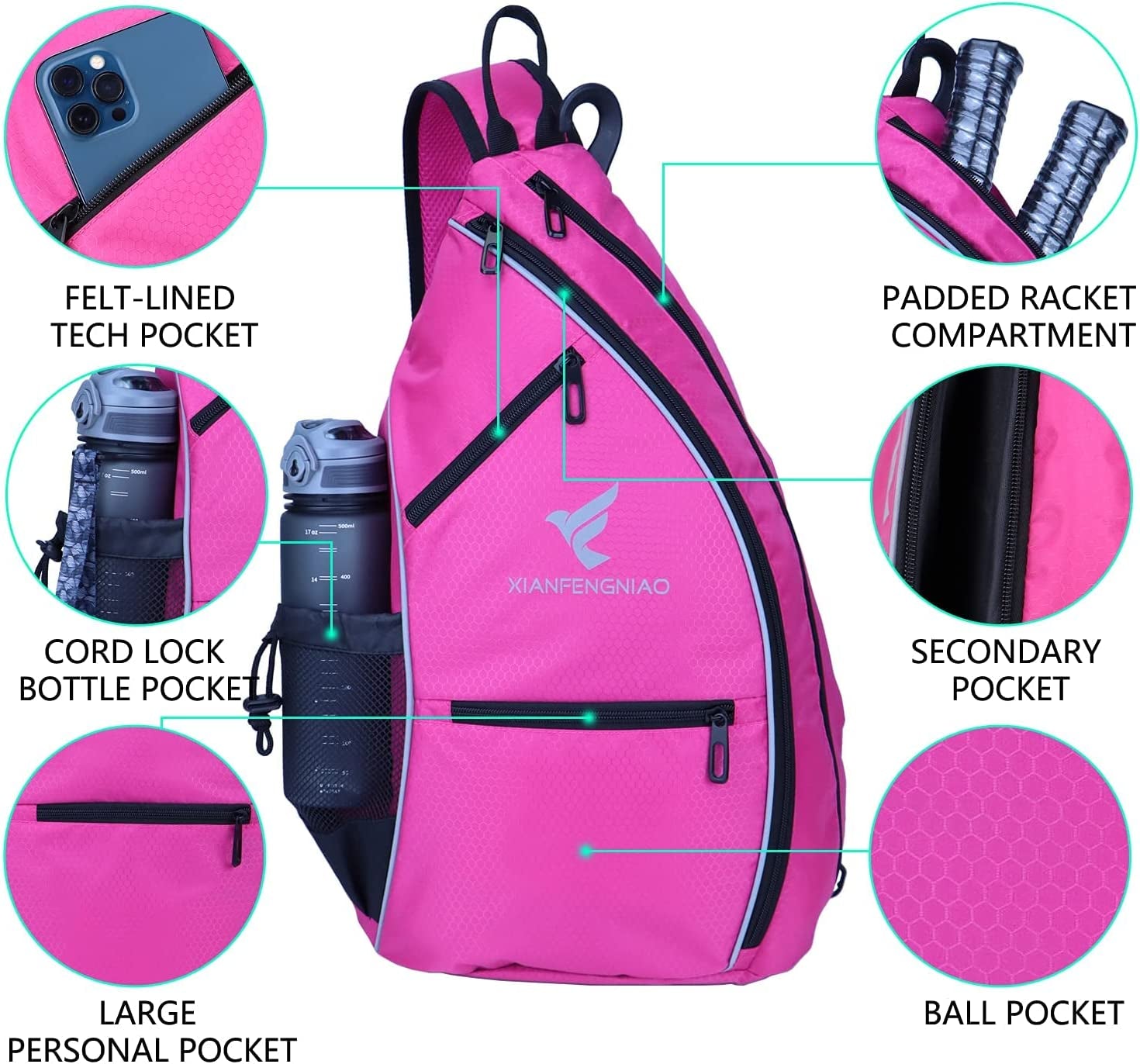 Athletico Sling Bag - Crossbody Backpack for Pickleball, Tennis, Racketball, and Travel for Men and Women (Blue)