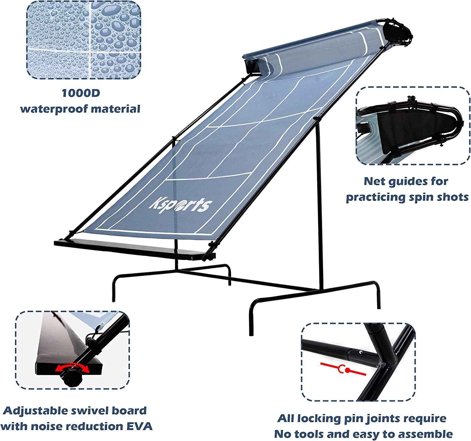 Ksports Tennis Rebounder Net - Rebound Wall for Racquet Sports - for Pickleball Paddle Squash Racquetball Table Tennis -Portable Backboard for Indoor & Outdoor Training with Carry Bag